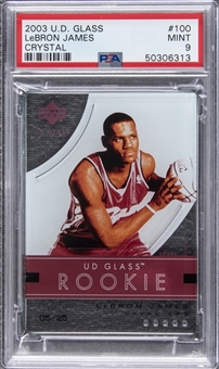 2003-04 Upper Deck Glass (Crystal) #100 LeBron James Rookie Card (#05/25) – PSA MINT 9